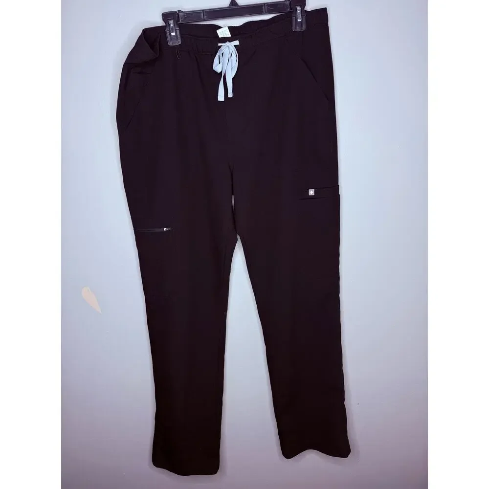 FIGS Technical Collection Black Scrub Pants Multiple Utility Pockets Healthcare